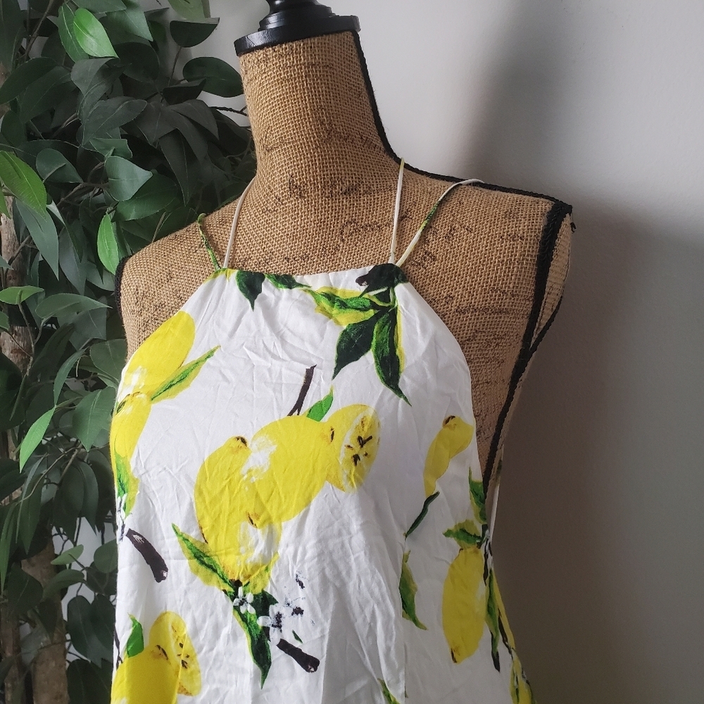 Lemon Print Halter Dress Women's Size Medium - Picture 6 of 11